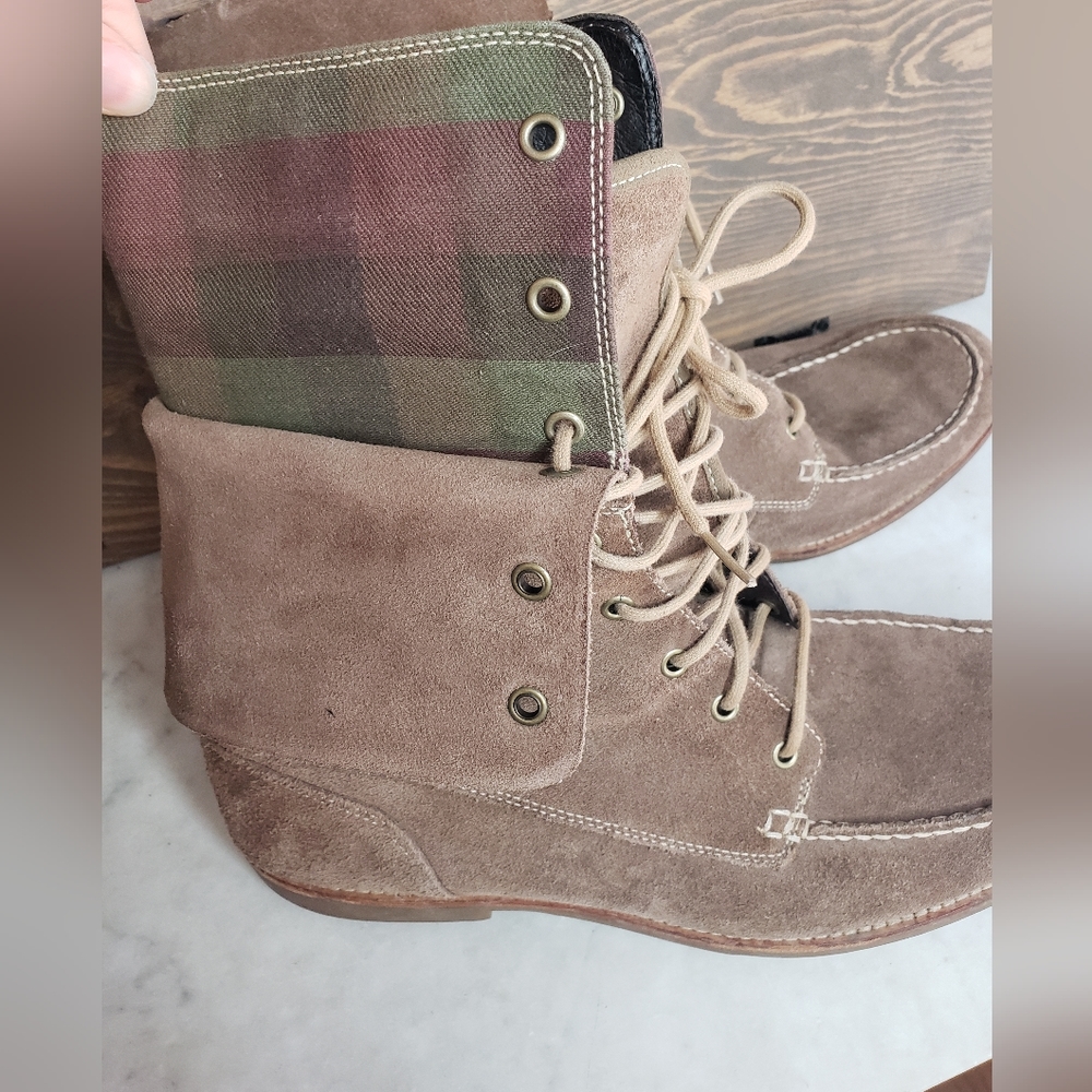 Mens ugg via maggio suede plaid fold over moc boots size 13 brown - Picture 9 of 16
